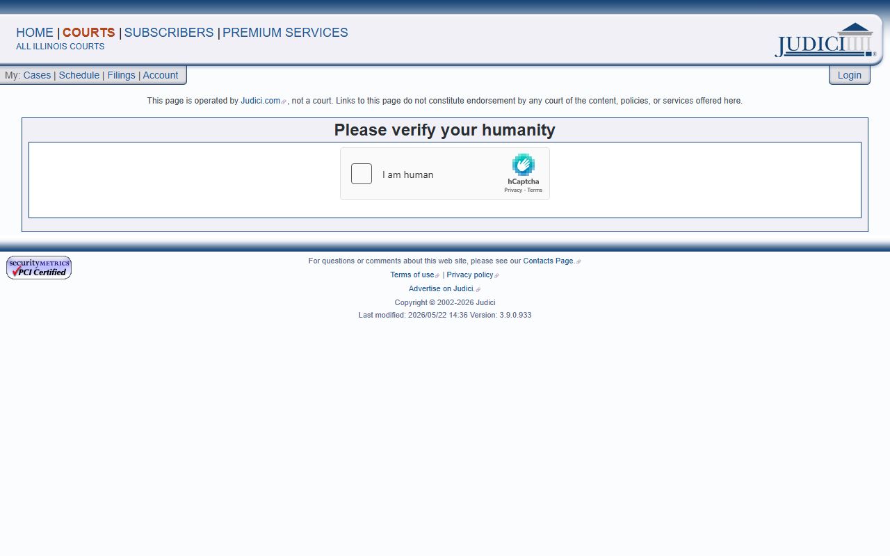 Jackson County Judici court records case-search page after an arrest